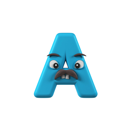 Funny Kids Font. Letter A isolated on white background. 3d renderingの写真素材