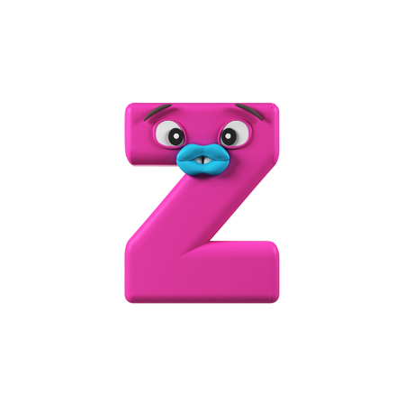 Funny Kids Font. Letter Z isolated on white background. 3d renderingの写真素材