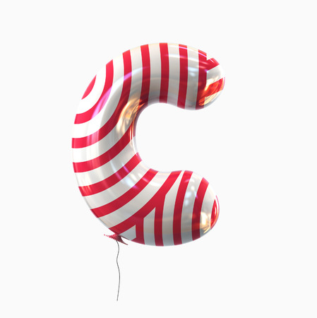 Letter C. Colorful Balloon font isolated on White Background. 3D renderingの写真素材