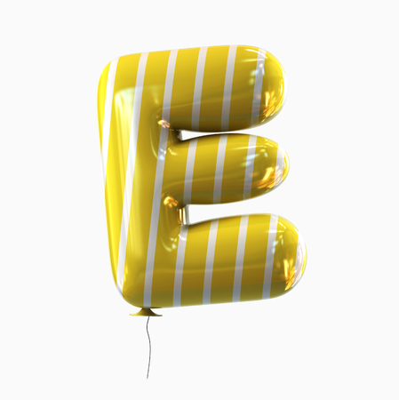 Letter E. Colorful Balloon font isolated on White Background. 3D renderingの写真素材