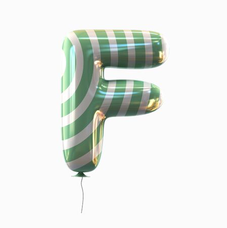 Letter F. Colorful Balloon font isolated on White Background. 3D renderingの写真素材
