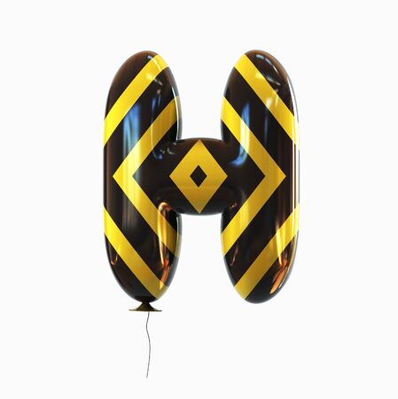 Letter H. Colorful Balloon font isolated on White Background. 3D renderingの写真素材