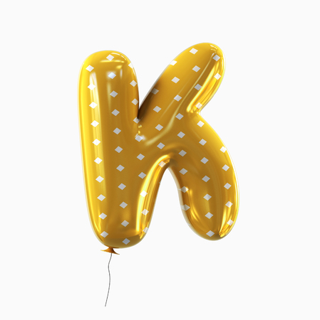 Letter K. Colorful Balloon font isolated on White Background. 3D renderingの写真素材