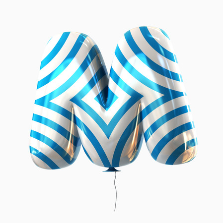 Letter M. Colorful Balloon font isolated on White Background. 3D renderingの写真素材