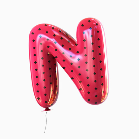 Letter N. Colorful Balloon font isolated on White Background. 3D renderingの写真素材