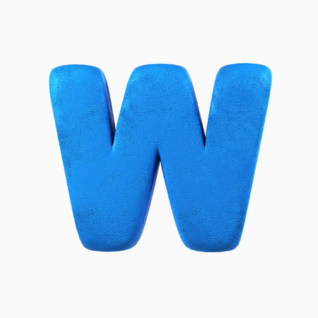 Plasticine Clay Font. W letter. 3d rendering isolated on white backgroundの写真素材
