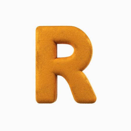 Plasticine Clay Font. R letter. 3d rendering isolated on white backgroundの写真素材