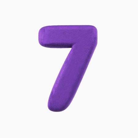 Plasticine Clay Font. Number Seven, 7. 3d rendering isolated on white backgroundの写真素材