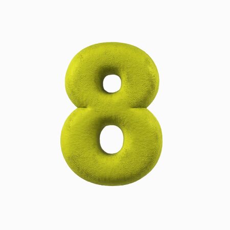 Plasticine Clay Font. Number Eight, 8. 3d rendering isolated on white backgroundの写真素材