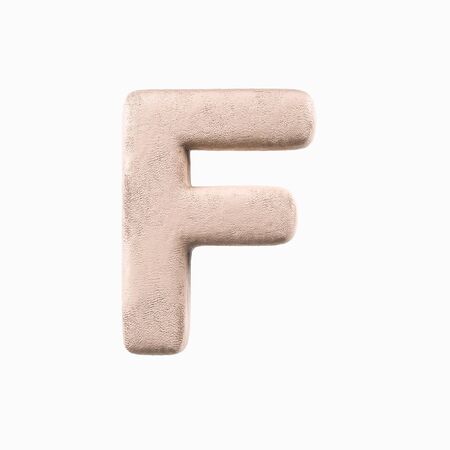 Plasticine Clay Font. F letter. 3d rendering isolated on white backgroundの写真素材