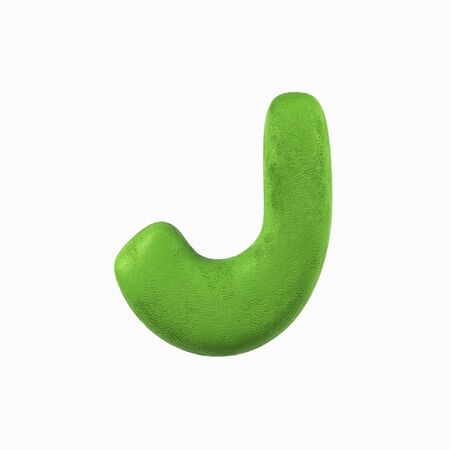 Plasticine Clay Font. J letter. 3d rendering isolated on white backgroundの写真素材