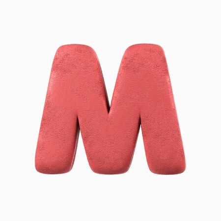 Plasticine Clay Font. M letter. 3d rendering isolated on white backgroundの写真素材