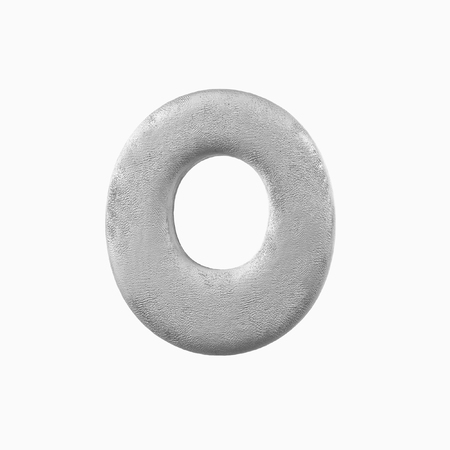 Plasticine Clay Font. O letter. 3d rendering isolated on white backgroundの写真素材