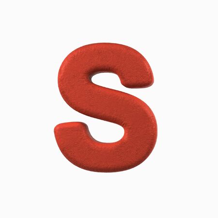 Plasticine Clay Font. S letter. 3d rendering isolated on white backgroundの写真素材