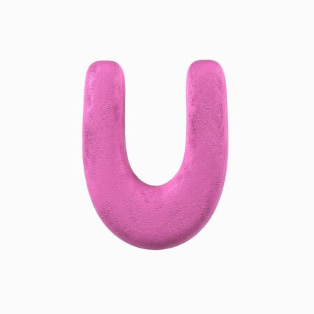 Plasticine Clay Font. U letter. 3d rendering isolated on white backgroundの写真素材