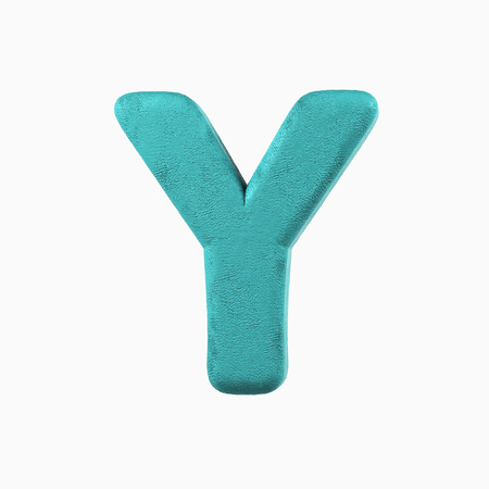Plasticine Clay Font. Y letter. 3d rendering isolated on white backgroundの写真素材