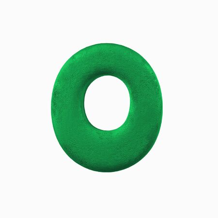 Plasticine Clay Font. Number Zero, 0. 3d rendering isolated on white backgroundの写真素材
