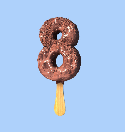 Number Eight, 8. Chocolate Ice Cream Font Concept. 3d rendering isolatedの写真素材