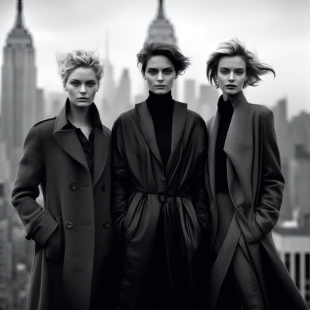 Group of young fashion people in the city. Black and white photos.の素材