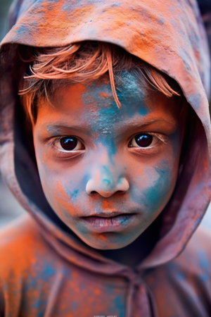 Portrait of an unidentified Nepali kidの素材