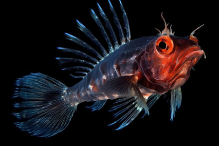 Siamese fighting fish (Betta splendens ) isolated on black backgroundの素材