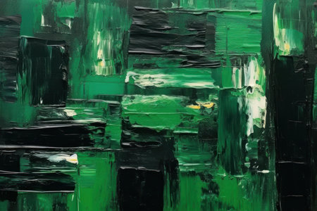 abstract background, oil painting on canvas, green and black colorsの素材