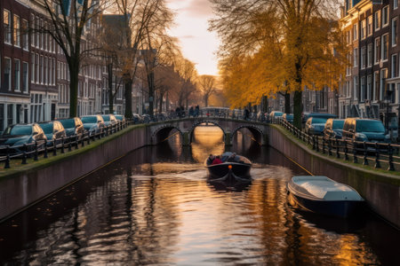 Canals of Amsterdam. Amsterdam is the capital and most populous city of the Netherlands.の素材