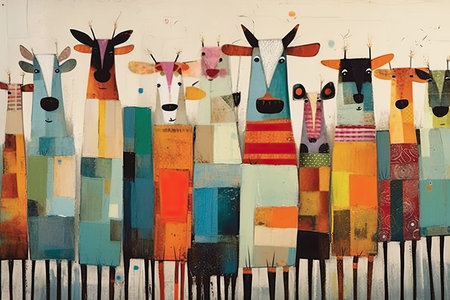 Giraffe abstract painting. Hand drawn illustration. Modern art.の素材