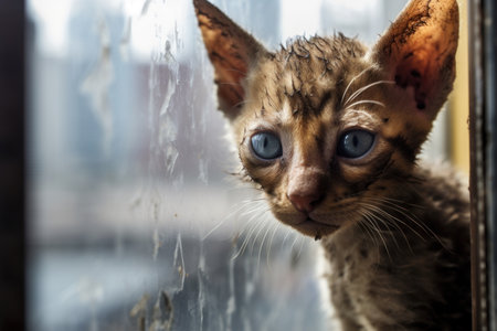 Cute little kitten abandoned in the streetの素材