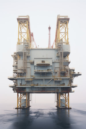 Offshore construction platform for oil and gas production. Oil and gas industry and hard work.の素材