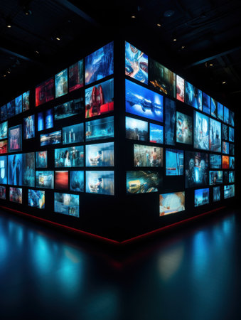 Abstract image of the TV screen with a lot of images on itの素材