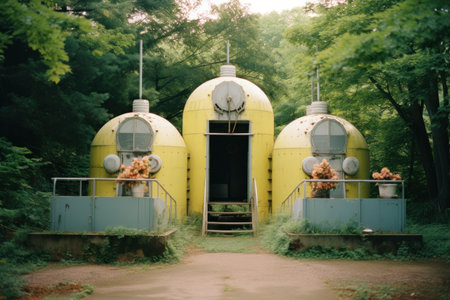 Abandoned gas station in the forest. abandoned gas stationの素材