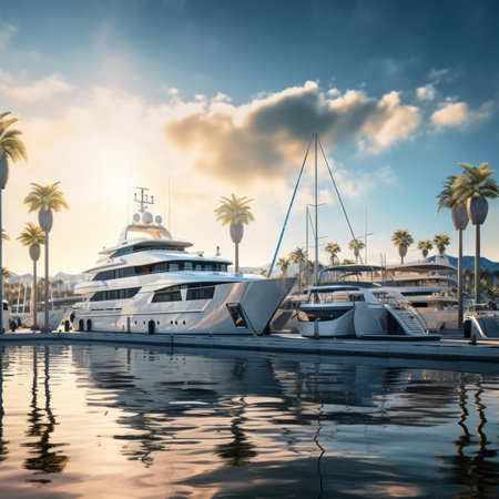 Beautiful luxury yachts and motor boats in the port of Alicante, Spainの素材