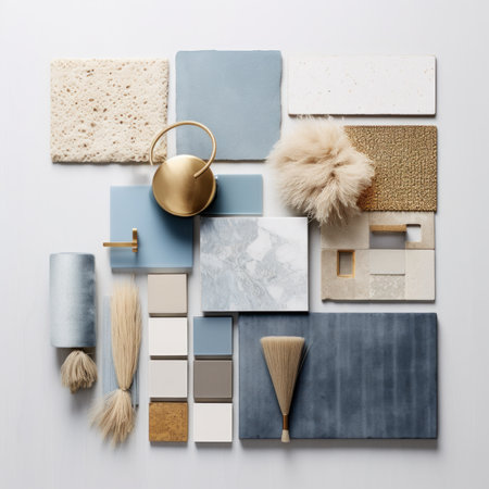 Flat lay composition with bathroom accessories on white background. top view.の素材