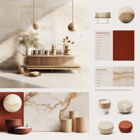Collage of modern scandinavian interior design. Mock up, 3D Renderingの素材