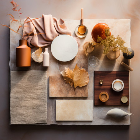 Flat lay composition with spa accessories background. top viewの素材