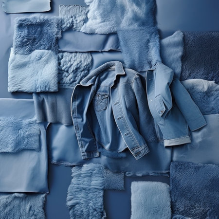 Men's clothing on a blue background. Fashionable men's clothingの素材