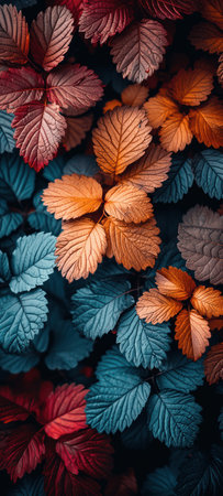 Colorful leaves background. Colorful leaves texture. Colorful leaves background.の素材