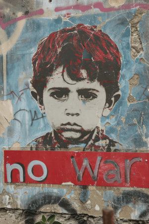 Mural art at Lower East Side Gallery in Manhattanの素材