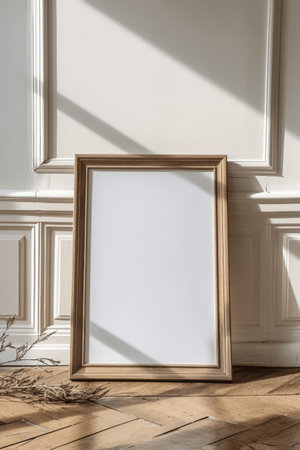 Blank picture frame mockup in classic interior. 3d renderの素材