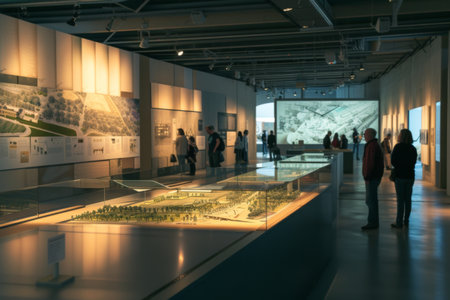 Group of People Looking at a Model of a Cityの素材