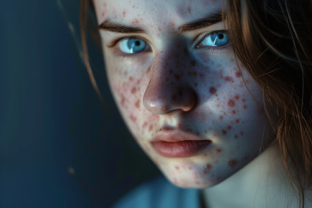 Close Up of a Person With Freckles on Their Faceの素材