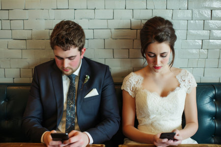 Man and Woman Sitting Together in Casual Conversation on Park Benchの素材