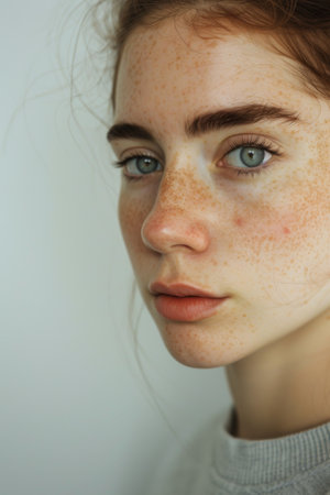 Portrait of a Woman With Freckled Hair and Blue Eyesの素材