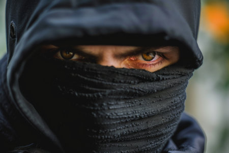 Person Wearing Black Hood and Scarf in Photoの素材
