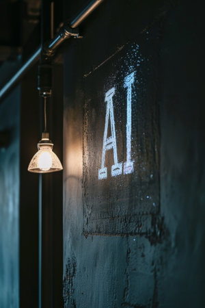 Lamp Hanging on Side of Wall Illuminating Surroundings Indoorsの素材