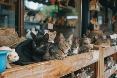 Cats at a souvenir shop in Hanoi, Vietnamの素材