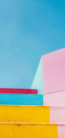 Painting of a Building With Blue Skyの素材