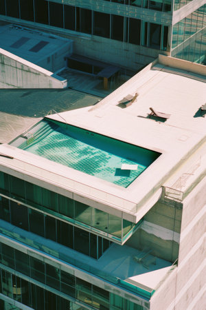 Aerial View of a Building With a Green Roofの素材