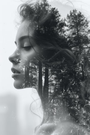 Woman With Hair Blowing in the Windの素材